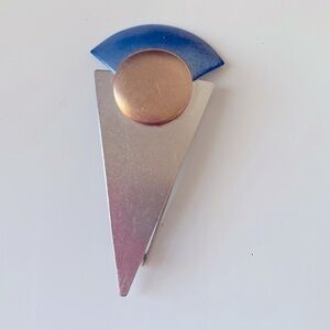 Vintage Omonet Brooch/Pin.  Silver/Gold/Blue.